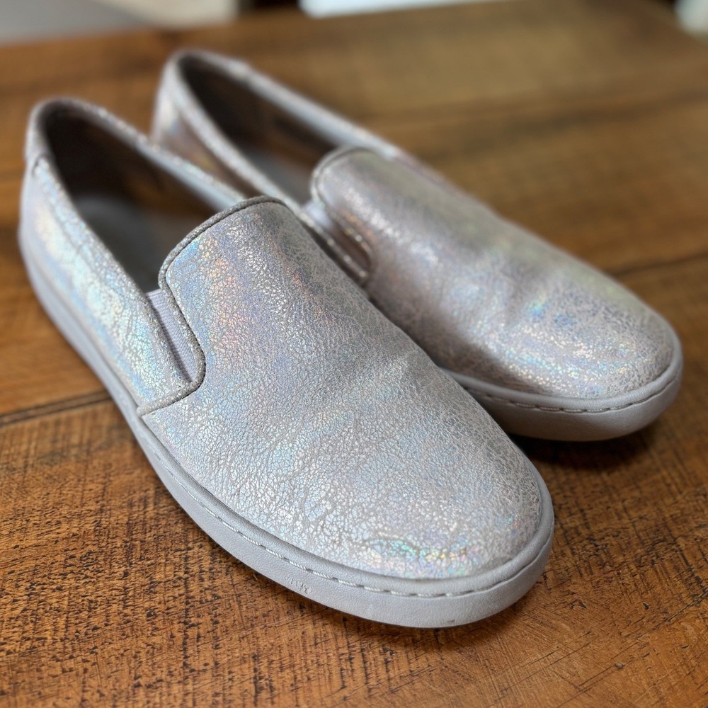 Vionic Pro Avery Metallic Silver Slip On Comfort Shoes Womens Size 11